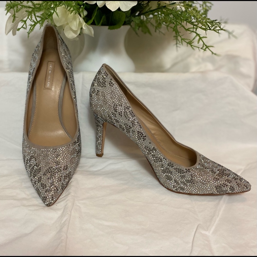 Antonio Melani Blue/Silver Crystal Encrusted Heels